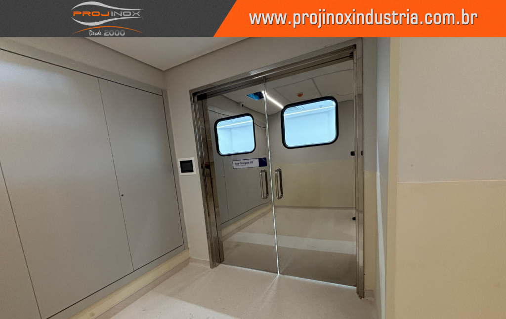 Porta dupla inox com visor